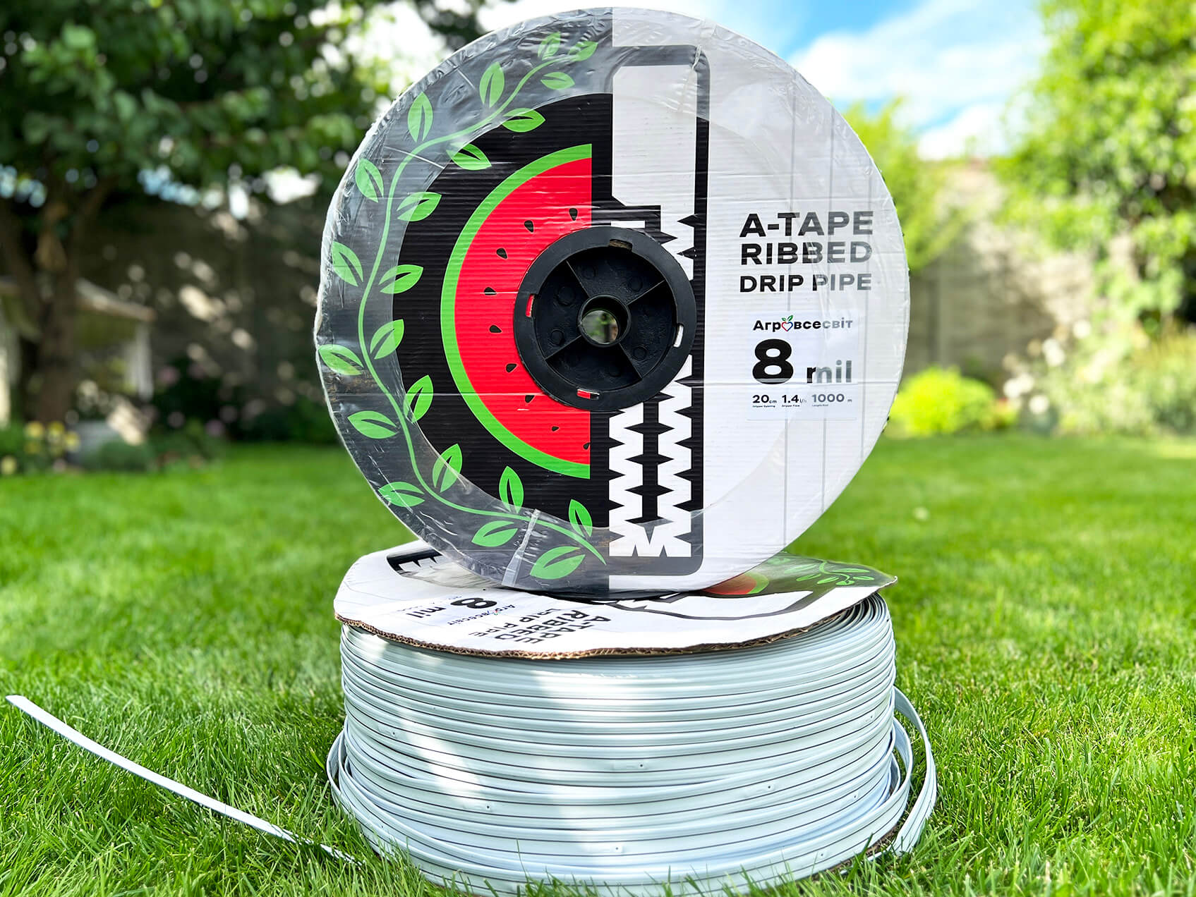 Біла ребриста крапельна стрічка A-Tape white ribbed (1)