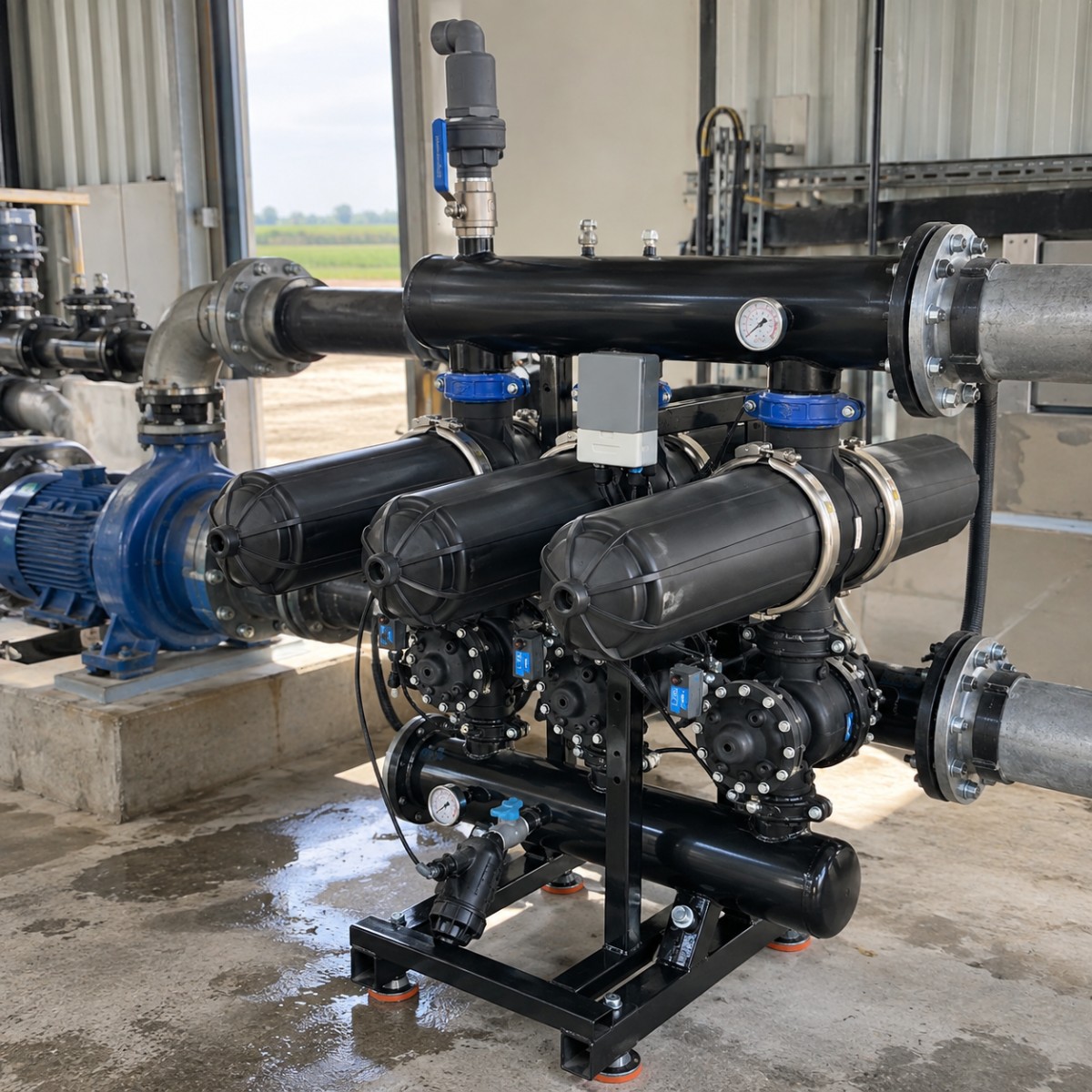 Автоматична станція дискової фільтрації 6″ 150–180 м³/год, 130 мкм (120 mesh)